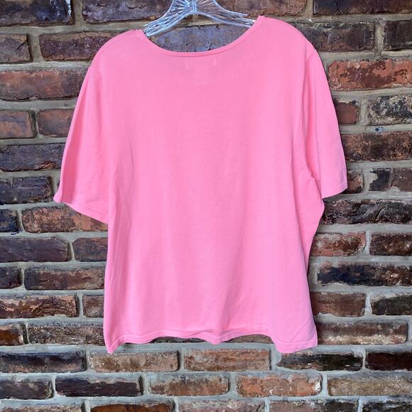 Sutton Studio Coral Pink Short Sleeve Knit Top Women's Size 1X - Picture 4 of 4